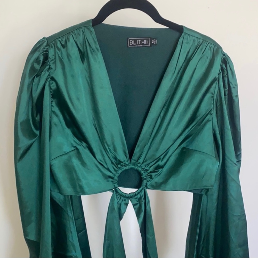 Satin Emerald Blouse (Crop Top)